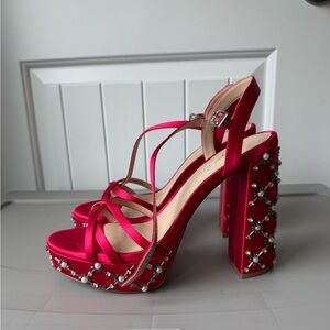 Betsey Johnson Bejeweled Platform Sandal Heels